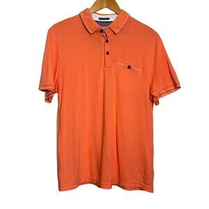 Ted Baker London Tortila Slim Fit Polo Shirt Orange Tipped Pocket Size 3 Medium